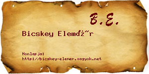 Bicskey Elemér névjegykártya