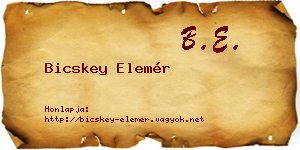Bicskey Elemér névjegykártya